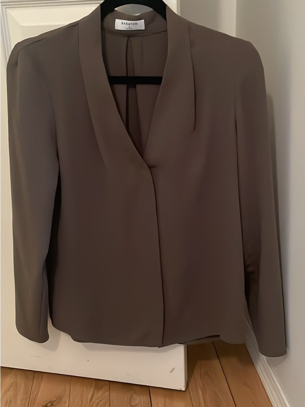 Babaton olive green V-Neck Long Sleeve Blouse